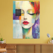 カラーブロックシュラレアリズムのポートレート キャンバスプリント (インサイチュ (リビング))