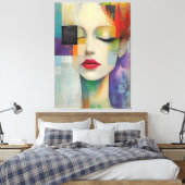 カラーブロックシュラレアリズムのポートレート キャンバスプリント (インサイチュ (寝室))
