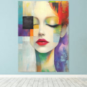 カラーブロックシュラレアリズムのポートレート キャンバスプリント (インサイチュ (ウッドフロア))