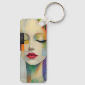 カラーブロックシュラレアリズムのポートレート キーホルダー (裏面)