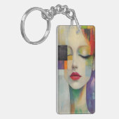 カラーブロックシュラレアリズムのポートレート キーホルダー (正面左)
