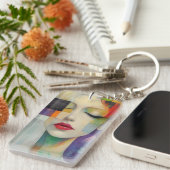 カラーブロックシュラレアリズムのポートレート キーホルダー (正面右)