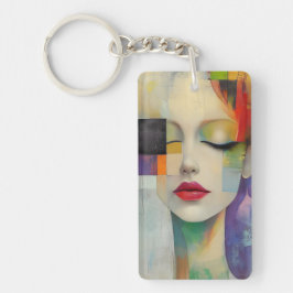 カラーブロックシュラレアリズムのポートレート キーホルダー