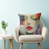 カラーブロックシュラレアリズムのポートレート クッション (椅子)