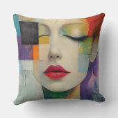 カラーブロックシュラレアリズムのポートレート クッション (裏面)
