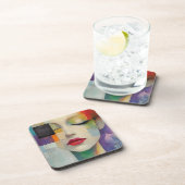 カラーブロックシュラレアリズムのポートレート コースター (右側)