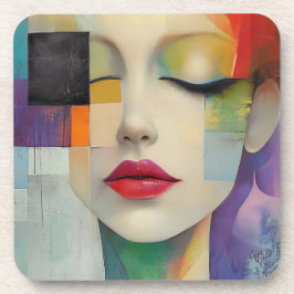 カラーブロックシュラレアリズムのポートレート コースター