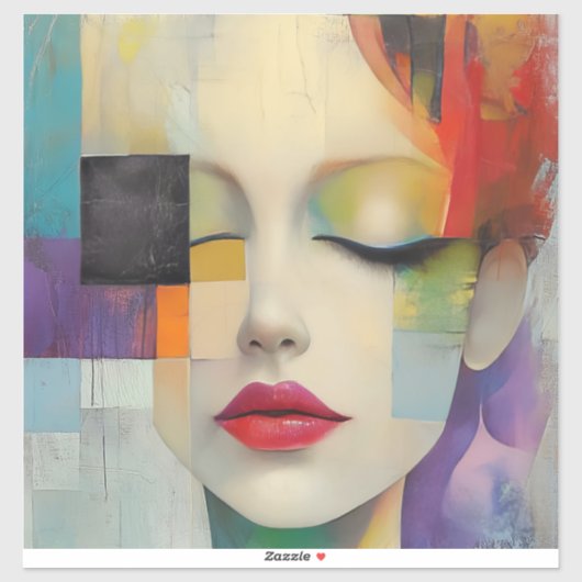 カラーブロックシュラレアリズムのポートレート シール (シート)