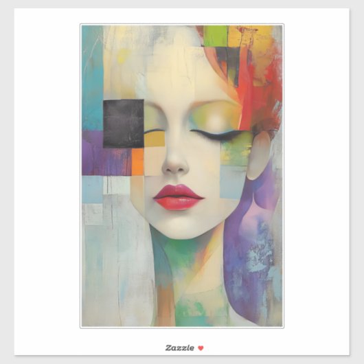 カラーブロックシュラレアリズムのポートレート シール (シート)