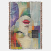 カラーブロックシュラレアリズムのポートレート スローブランケット (正面縦)