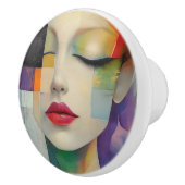 カラーブロックシュラレアリズムのポートレート セラミックノブ (右)