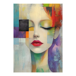カラーブロックシュラレアリズムのポートレート フォトプリント