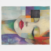 カラーブロックシュラレアリズムのポートレート フリースブランケット (正面(横))