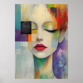 カラーブロックシュラレアリズムのポートレート ポスター