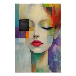 カラーブロックシュラレアリズムのポートレート ポスター