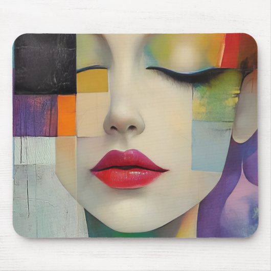 カラーブロックシュラレアリズムのポートレート マウスパッド (正面)