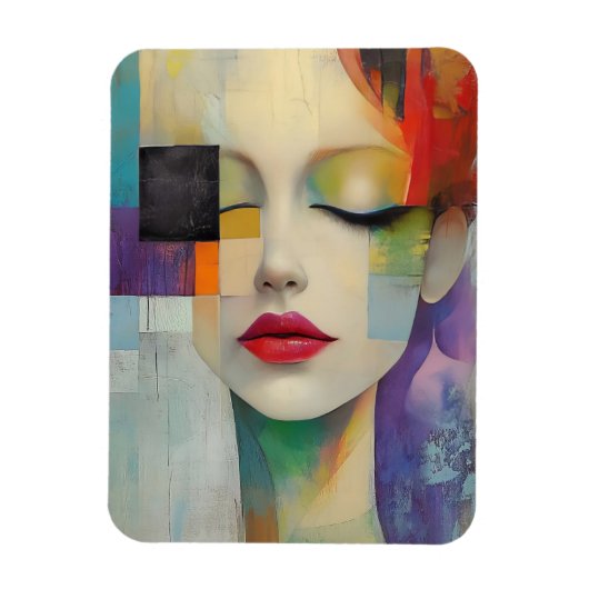 カラーブロックシュラレアリズムのポートレート マグネット (縦)