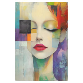 カラーブロックシュラレアリズムのポートレート メタルプリント
