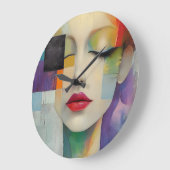 カラーブロックシュラレアリズムのポートレート ラージ壁時計 (傾斜)
