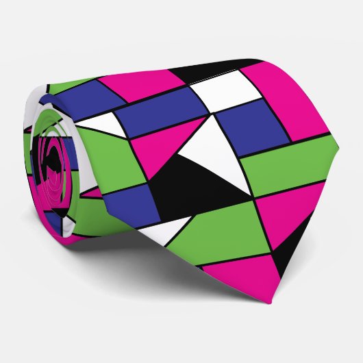 カラーブロックジオメトリパターン ネクタイ (ロール)
