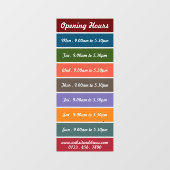 カラーブロックスタイルの営業時間 ウィンドウサイン (シート)