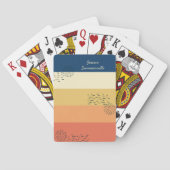 カラーブロックストライプブルーオレンジ抽象芸術ドードル トランプ (裏面)