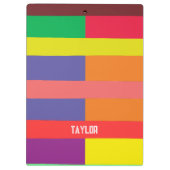 カラーブロックストライプモノグラム名レインボー クリップボード (裏面)