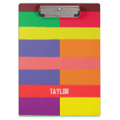 カラーブロックストライプモノグラム名レインボー クリップボード (正面)