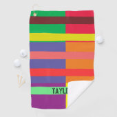 カラーブロックストライプモノグラム名レインボー ゴルフタオル (インサイチュ)