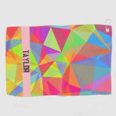 カラーブロックストライプモノグラム名レインボー ゴルフタオル (横)