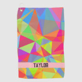 カラーブロックストライプモノグラム名レインボー ゴルフタオル (正面)