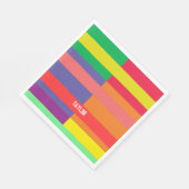 カラーブロックストライプモノグラム名レインボー スタンダードランチョンナプキン (角)