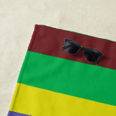 カラーブロックストライプモノグラム名レインボー ビーチタオル (インサイチュ)