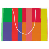 カラーブロックストライプモノグラム名レインボー ラージペーパーバッグ (裏面)