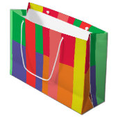 カラーブロックストライプモノグラム名レインボー ラージペーパーバッグ (正面アングル)