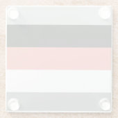 カラーブロックストライプ白黒コーラルピンクグレー ガラスコースター (裏面)