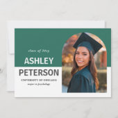 カラーブロックティール(緑がかった色)アーチフォト卒業招待状 招待状 (正面)