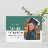 カラーブロックティール(緑がかった色)アーチフォト卒業招待状 招待状 (スタンド正面)