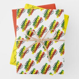 カラーブロックハッピーバースデー大事な行事 ラッピングペーパーシート