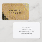 カラーブロックハートと金ゴールド斑点 名刺 (正面/裏面)