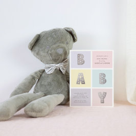 カラーブロックパステルシルバーベビーシャワー招待状 招待状