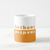 カラーブロックパーソナライズされた鏡タイポグラフィオレンジ コーヒーマグカップ (中央)