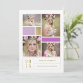 カラーブロックパープル |卒業招待状 招待状 (スタンド正面)