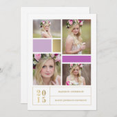 カラーブロックパープル |卒業招待状 招待状 (正面/裏面)