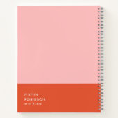 カラーブロックピンクと赤モダンフェミニン ノートブック (裏面)