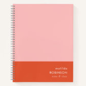カラーブロックピンクと赤モダンフェミニン ノートブック (正面)
