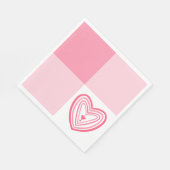 カラーブロックピンクバレンタインハート スタンダードランチョンナプキン (角)