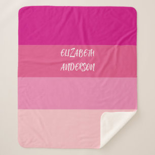カラーブロックピンク水平ストライプ シェルパブランケット