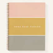 カラーブロックピンク金ゴールドグレーストライプモノグラム ノートブック (正面)