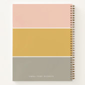 カラーブロックピンク金ゴールドグレーストライプモノグラム ノートブック (裏面)